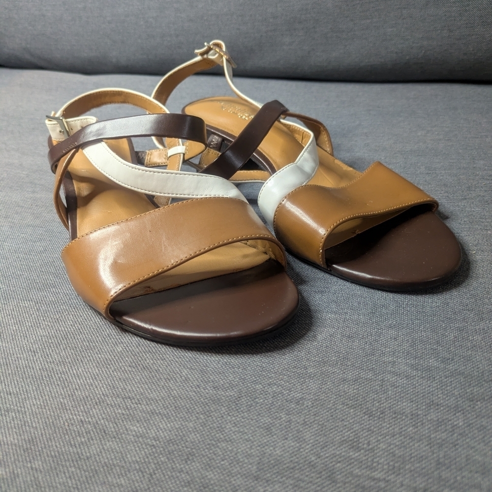 Naturalizer Bradley Brown and White Strappy Sandals BNWOT - Picture 3 of 9